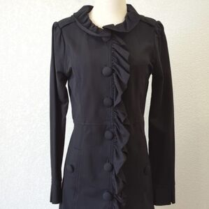 Kut from the Kloth Women's Coat Black Ruffle Jersey Llyod Trench Jacket Medium